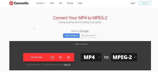 Konwertuj MP4 na MPEG2 Online
