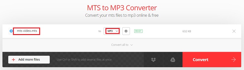 Konwertuj MTS na MP3 za darmo