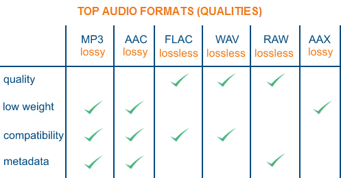 顶级音频格式，包括 AAC 与 FLAC