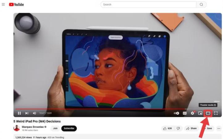 Enable YouTube Theater Mode