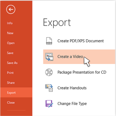 Eksportuj Powerpoint jako wideo