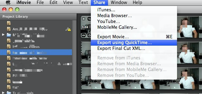 Exporteer iMovie naar MP4 met QuickTime