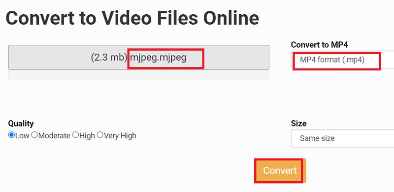 قم بتحويل شفرة MJPEG إلى تنسيق MP4 عبر الإنترنت