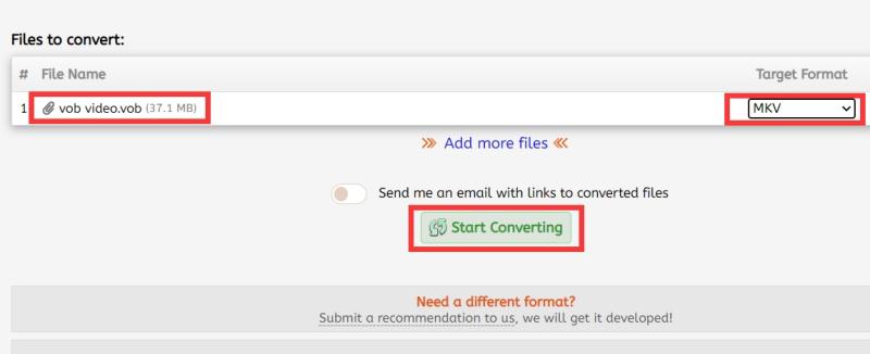 FileZigZag converteert VOB naar MKV