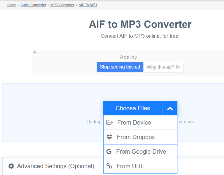 Convert AIF to MP3 with FreeConvert
