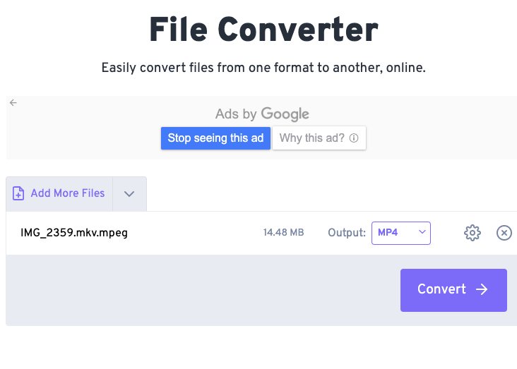Convert MKV To MP4 with FreeConvert.com