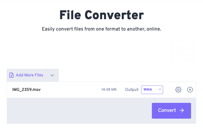 Convert MOV Files to WMA Format with FreeConvert.com