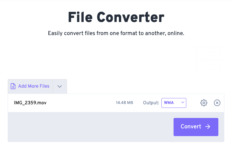 Converteer MOV-bestanden naar WMA-indeling met FreeConvert.com