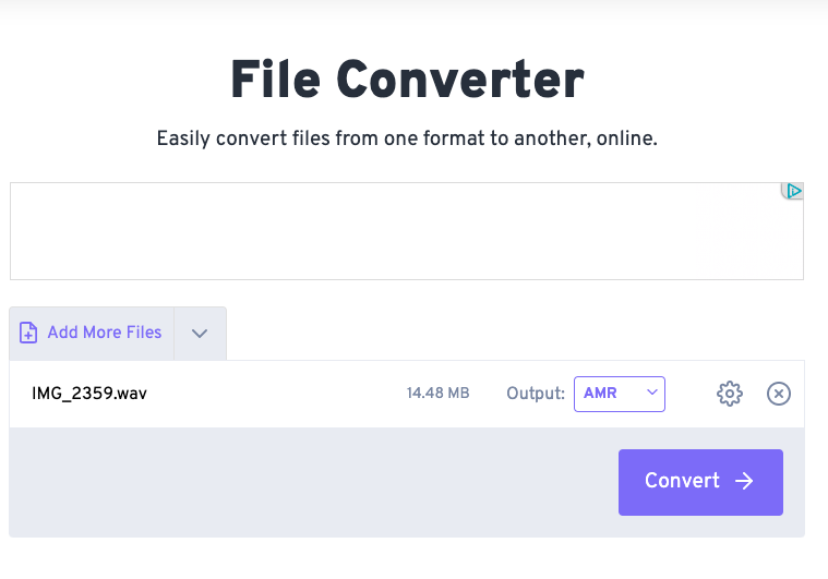 Converta WAV em AMR com FreeConvert.com