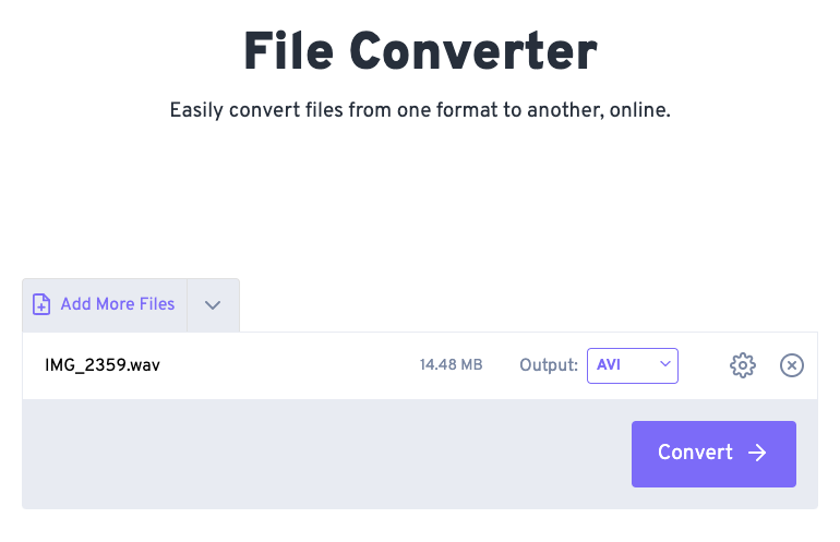Convert WAV to AVI with FreeConvert.com