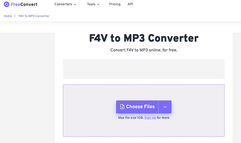 在 FreeConvert.com 将 F4V 转换为 MP3
