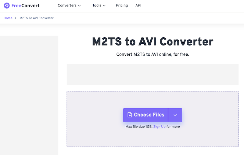 Converteer M2TS naar AVI op FreeConvert.com