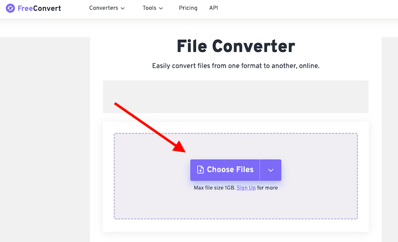Visite o site FreeConvert para converter arquivos VOB para FLAC