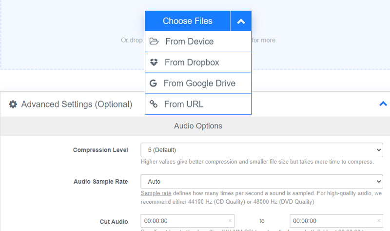 تحويل WAV إلى FLAC باستخدام FreeConvert.com