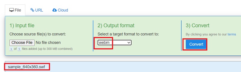 Verander SWF gratis in WebM