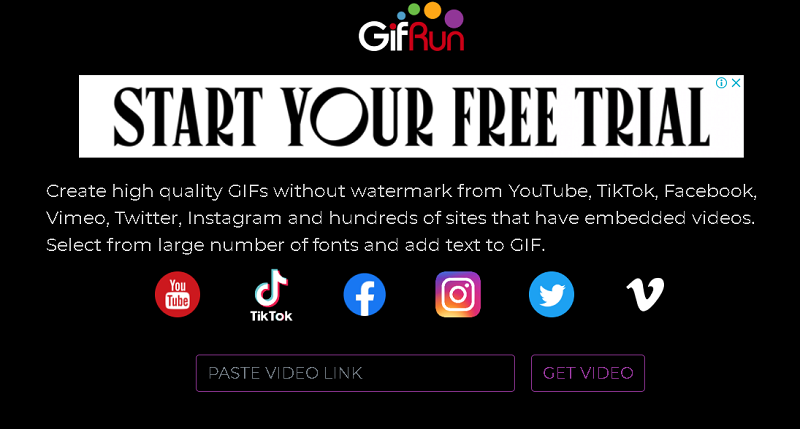 YouTube para GIF Maker GIFRun