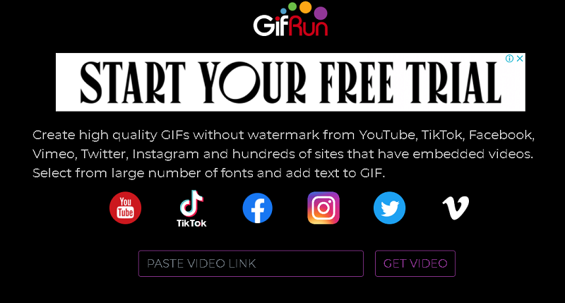 YouTube 到 GIF 制造商 GIFRun