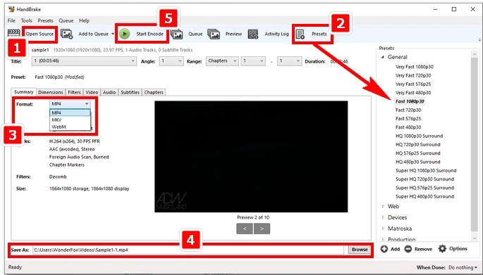Gebruik Handbrake om M4V naar MOV te converteren