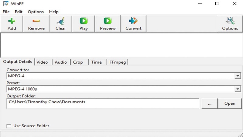 Converta MXF para MP4 com WinFF