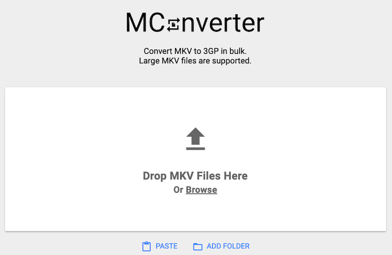 온라인 MKV to 3GP 변환기: MConverter