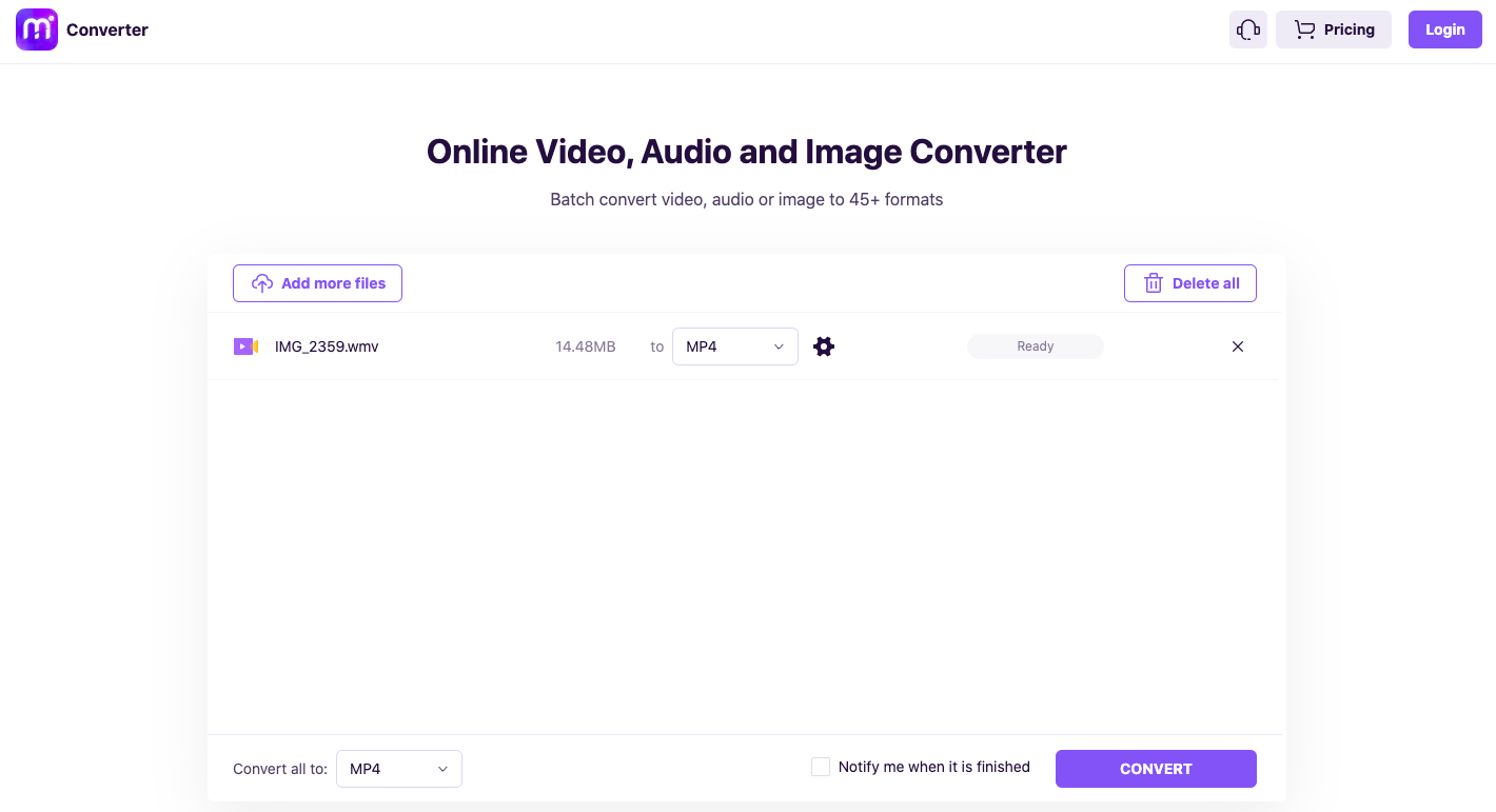 Convert WMV Files to VOB Format Using Media.io