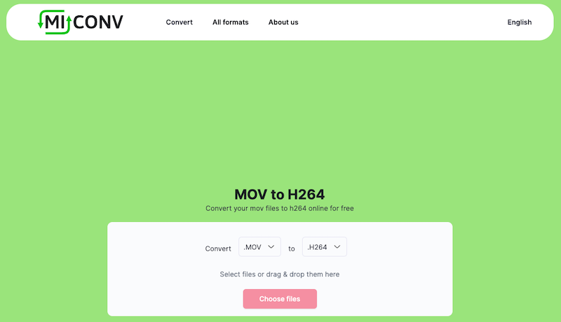 Convert MOV to H.264 at MiConv.com