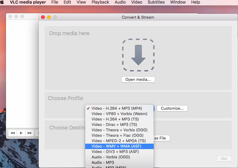 Konwertuj MOV na WMV w VLC na Macu