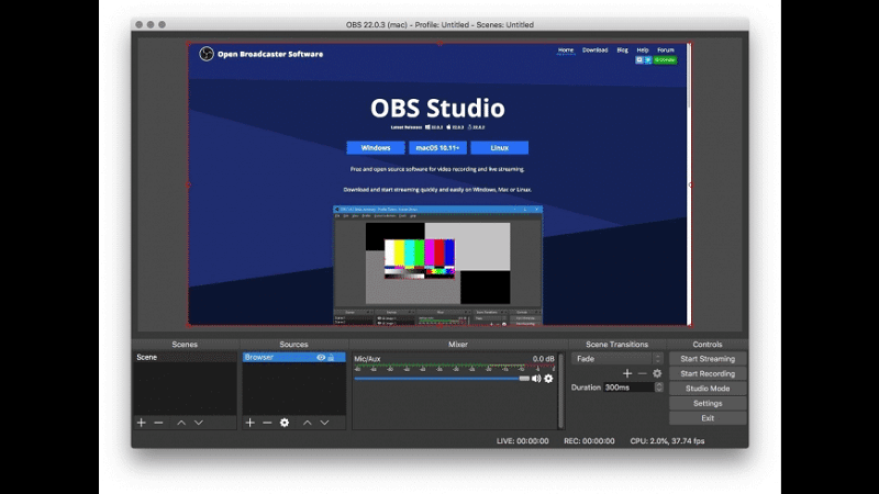 Ekran nagrywania w OBS Studio