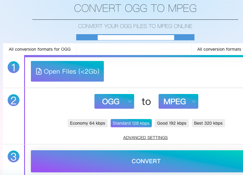 Online-audio-convert.com을 사용하여 OGG를 MPEG로 변환