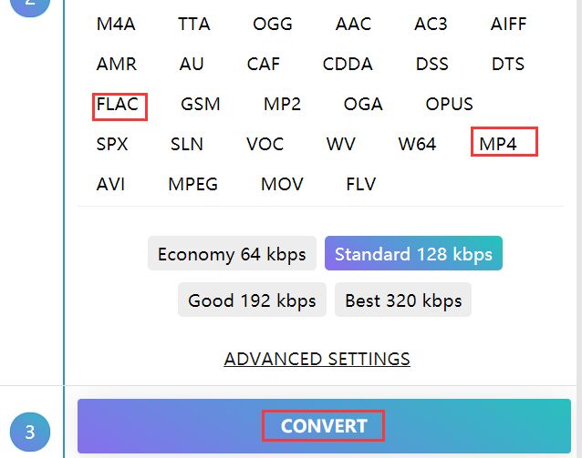 Онлайн-конвертер для преобразования FLAC в MP4