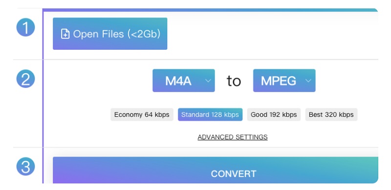 Maak M4A naar MPEG met gratis online tools