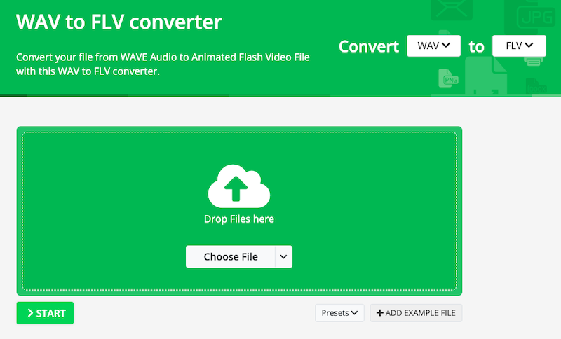 Converteer WAV-bestanden naar FLV Online op Online-convert.com
