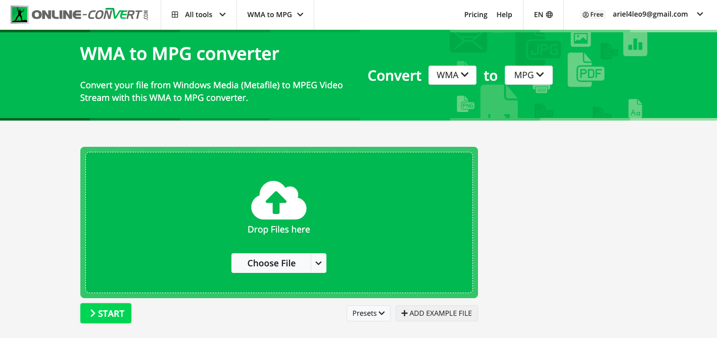 Convert WMA to MPG with Online-convert.com