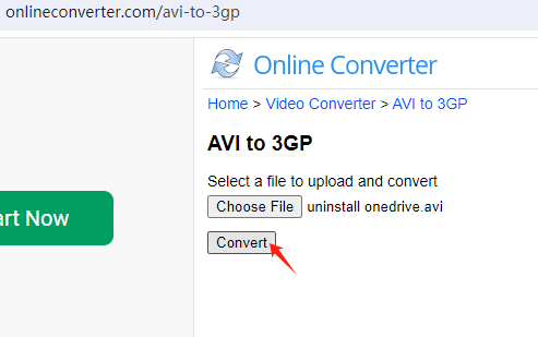 Konwertuj AVI na 3GP za pośrednictwem Onlineconverter.com