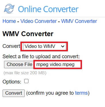 使用在线工具将 MPEG 转换为 WMV