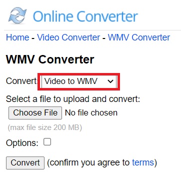 Convert VOB to WMV with Online Converter