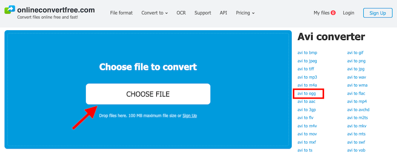 Convert AVI to OGG Online for Free via OnlineConvertFree.com