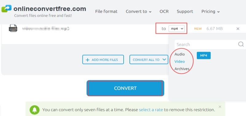 Converta rapidamente AAC para MP4 online