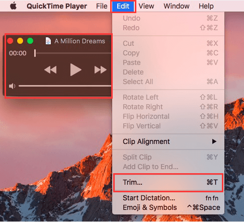 在 Mac 上的 QuickTime Player 中修剪视频