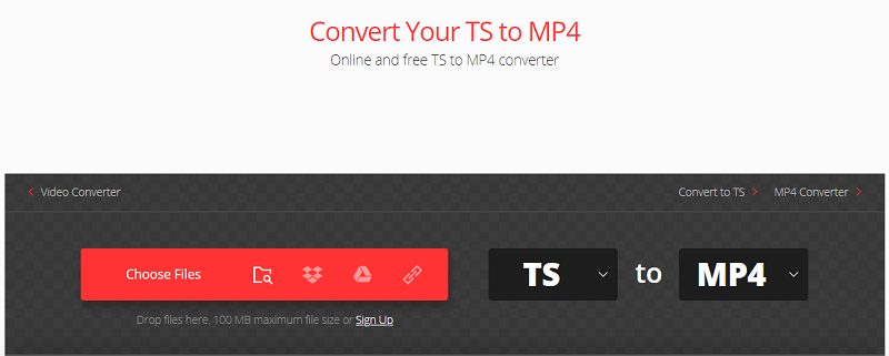 Converteer TS naar MP4 met Convertio