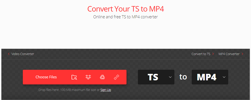 قم بتحويل TS إلى MP4 باستخدام برنامج Convertio