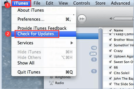 Verifique a atualização do iTunes