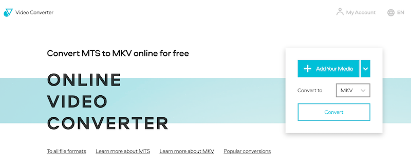 VideoConverter.com을 사용하여 MTS를 MKV로 변환