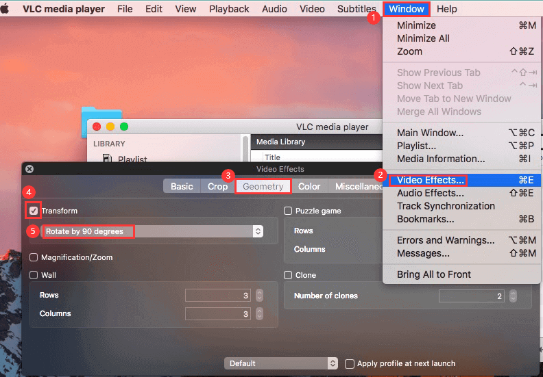 Girar vídeo em VLC no Mac