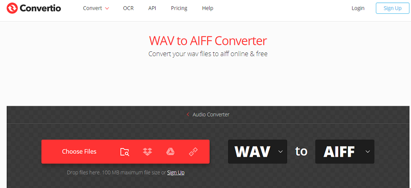 WAV para AIFF Converter Online Grátis