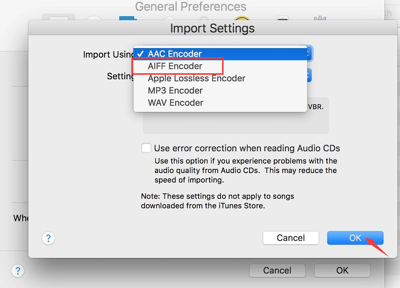 Convert WAV to AIFF in iTunes