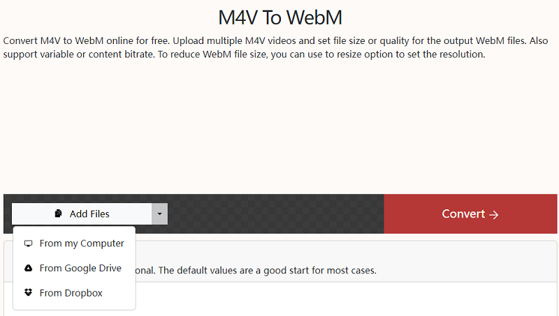 M4V를 WebM으로 무료로 변환하세요