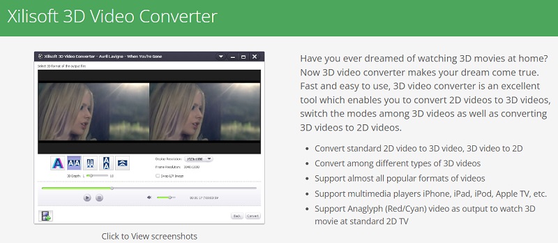 عرض مقاطع الفيديو ثلاثية الأبعاد باستخدام برنامج Xilisoft 3D Video Converter