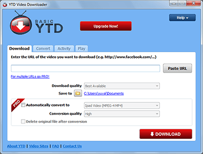 YTD para converter YouTube para MP3