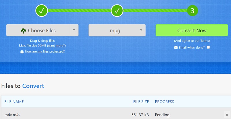 Use Zamzar to Make M4V to MPG Format